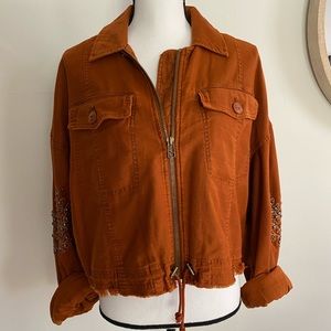 Free People Burnt Orange Crop Jacket